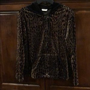 Clio leopard velveteen jacket w/ hoodie